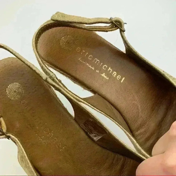 Eric Michael Espadrilles gold leather snake print - Picture 10 of 12